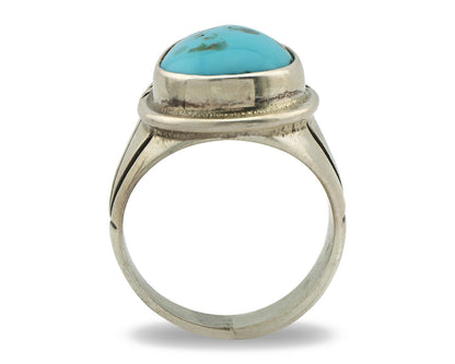 Navajo Ring .925 Silver Turquoise Mountain Native American Artist C.80's