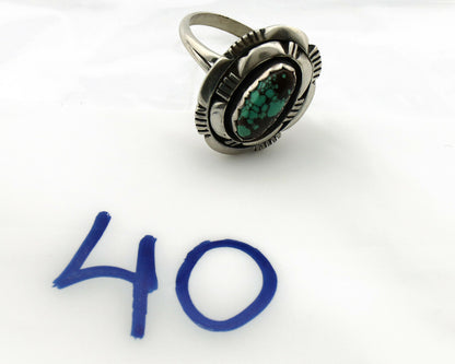 Navajo Ring .925 Silver Spiderweb Turquoise Artist Signed L. M. Nez C80s