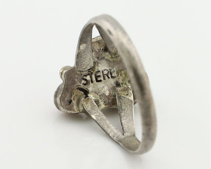 Navajo Handmade Ring 925 Silver Turquiose & Coral Native American Artist C.80's