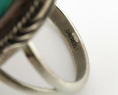Navajo Ring .925 Silver Nevada Turquoise Native American Artist C.1980's
