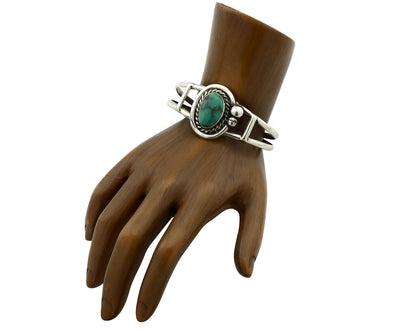 Navajo Bracelet .925 Silver Gober Turquoise Artist Signed C Montoya 80's