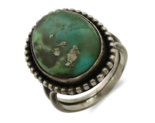 Navajo Ring .925 Silver Natural Turquoise Handmade Native American Artist C.80s
