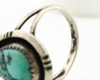 Navajo Ring .925 Silver Blue Nevada Turquoise Native American Artist C.80's