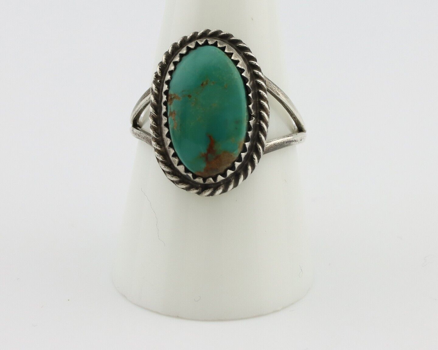 Navajo Handmade Ring 925 Silver Kingman Turquoise Artist Signed MC C.80's