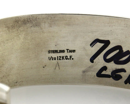 Navajo Bracelet SOLID .925 Silver & 12K Gold Filled Signed Artist TAHE C1980's