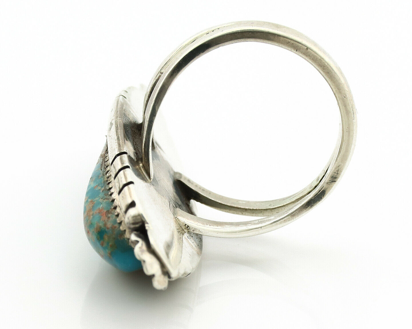 Navajo Ring .925 Silver Nevada Turquoise Native American Artist C.1980's