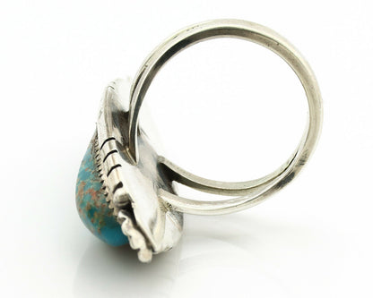 Navajo Ring .925 Silver Nevada Turquoise Native American Artist C.1980's