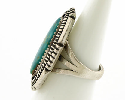 Navajo Ring .925 Silver Nevada Turquoise Native American Artist C.1980's