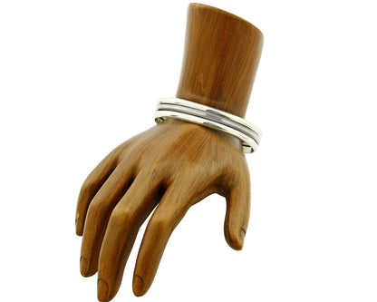 Women's Navajo Bracelet .925 Silver Handmade Cuff Signed TAHE C.1980's