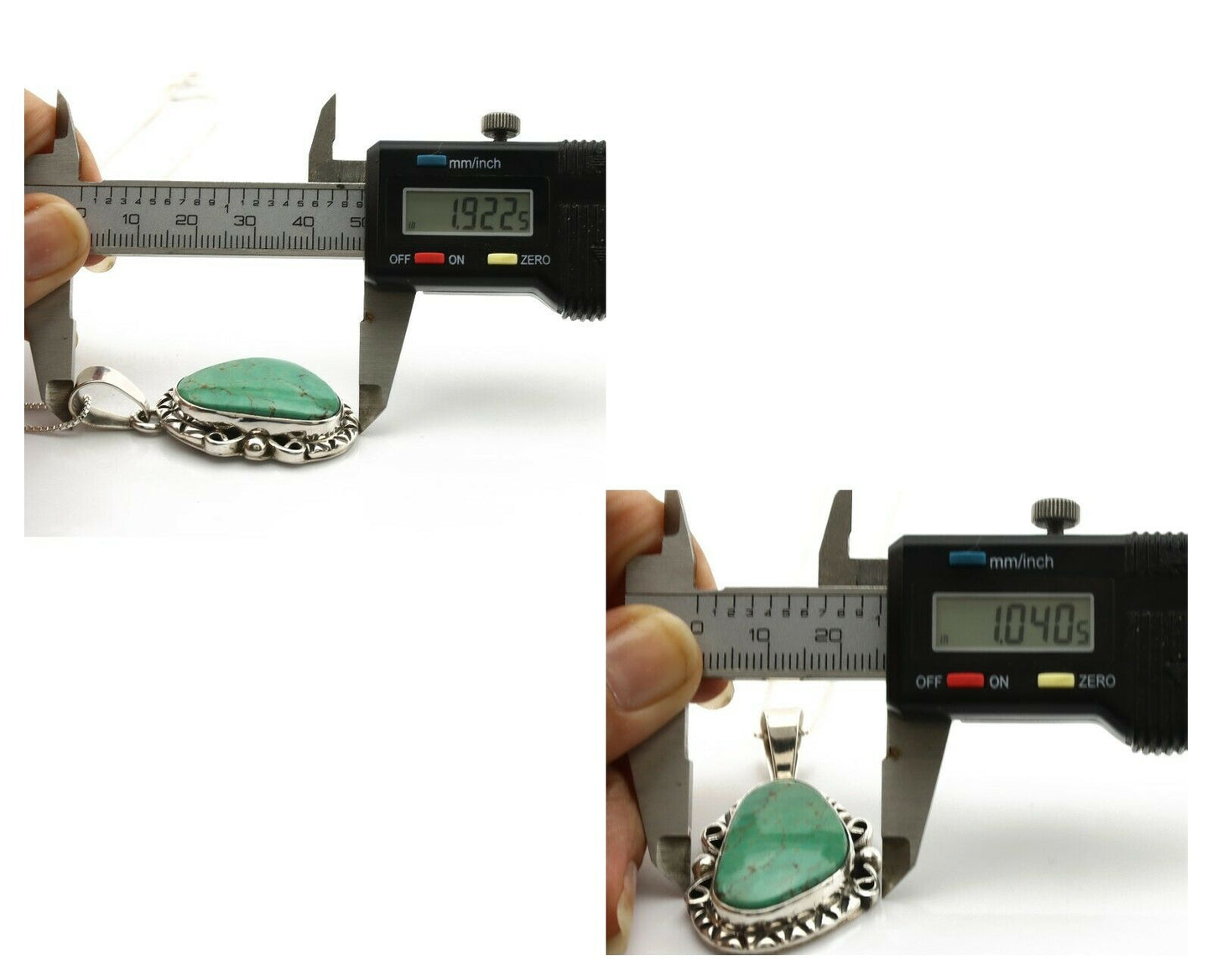 Navajo Pendant .925 Silver Kingman Turquoise Artist Signed Gecko C.80's