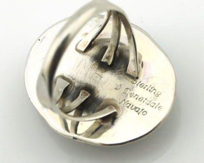 Navajo Ring 925 Silver Natural Green Malachite Signed William Denetdale C.80's