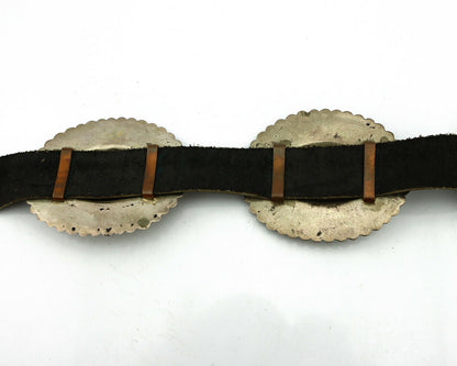 Navajo Concho Belt .925 Silver Hand Stamped Artist Signed TC C.80's