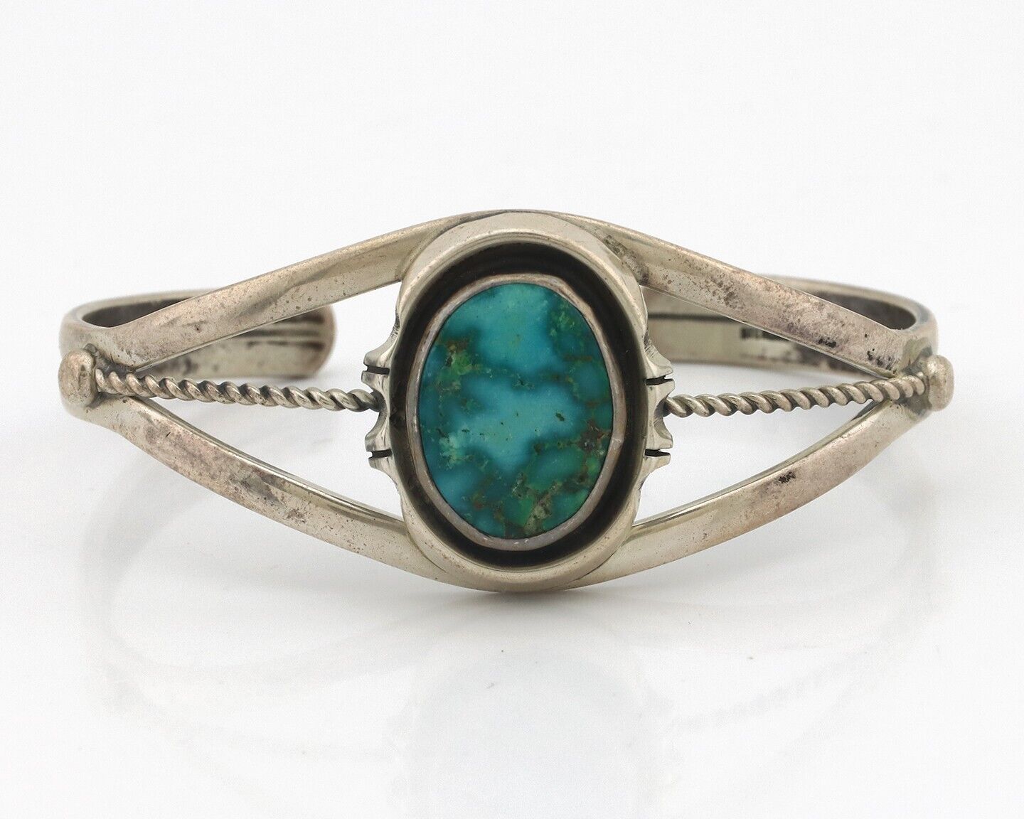 Women Navajo Bracelet 925 Silver Blue Gem Turquoise Signed Philip Zachary C.80's