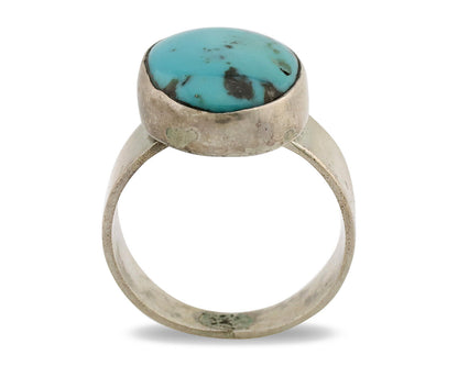 Navajo Ring .925 Silver Sleeping Beauty Turquoise Artist Signed C Montoya C.80's