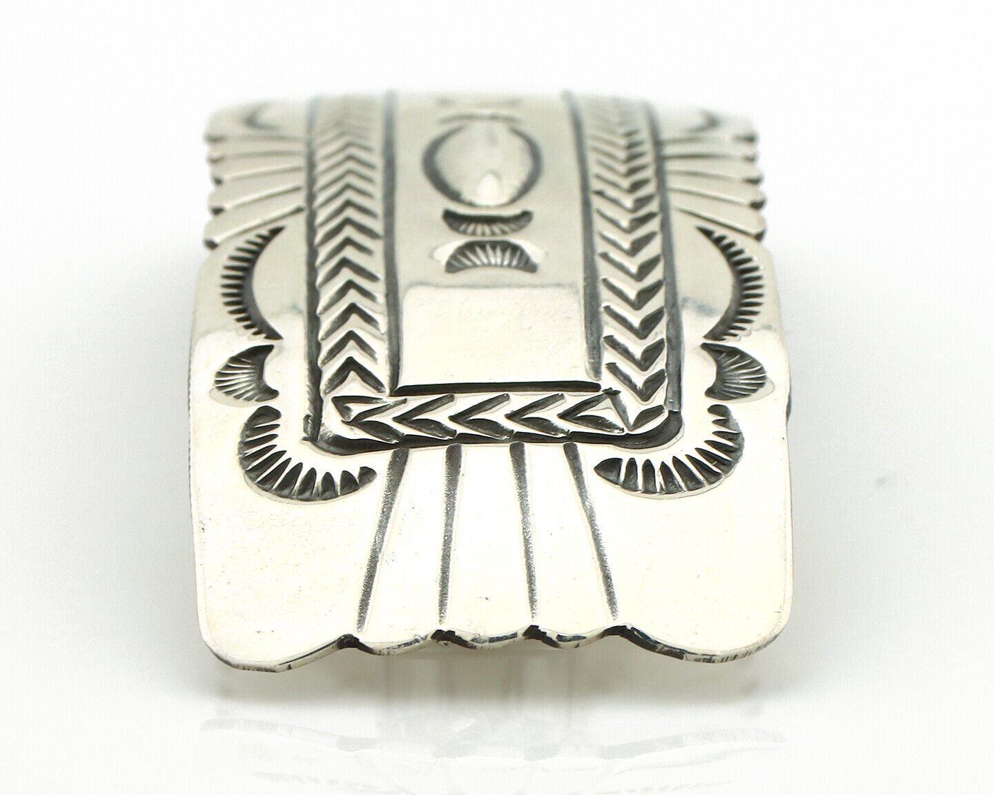 Navajo Hair Clip Barrette .925 Silver Hand Stamped Artist Signed Harold Tom C80s