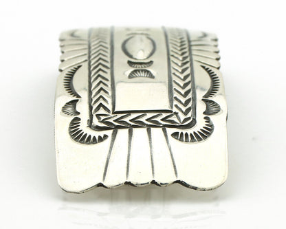 Navajo Hair Clip Barrette .925 Silver Hand Stamped Artist Signed Harold Tom C80s