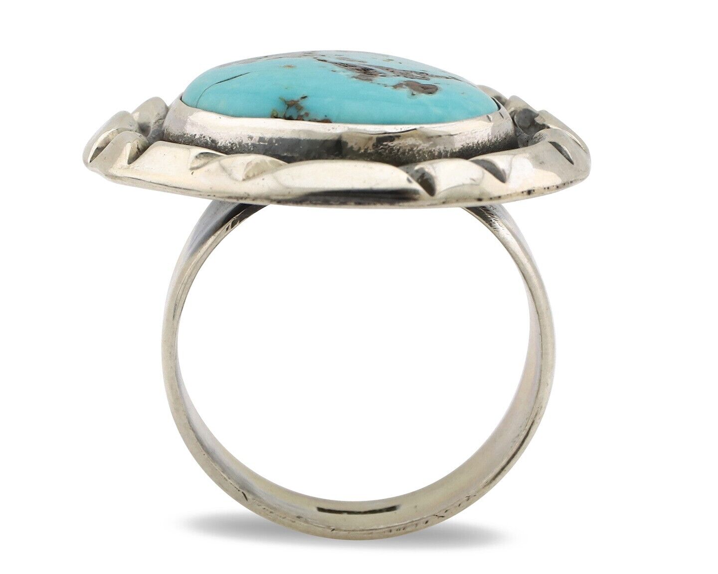 Navajo Ring 925 Silver Natural Blue Turquoise Native Artist Signed C Montoya C80