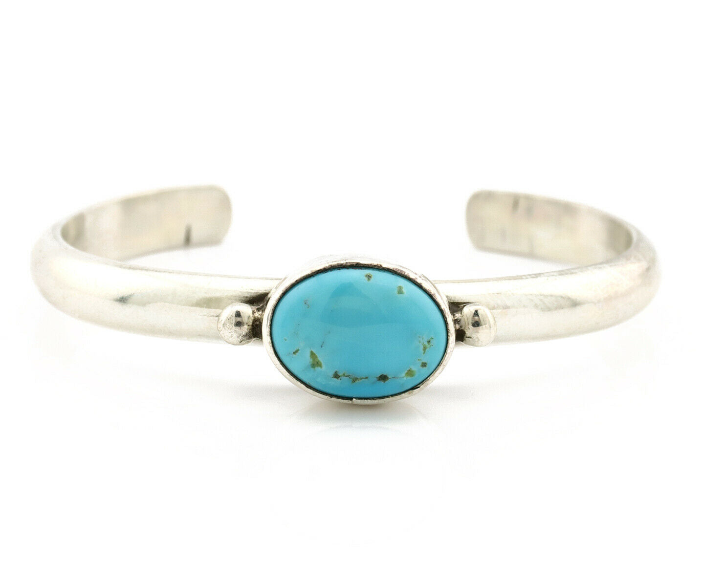 Navajo Bracelet .925 Silver Morenci Turquoise Native American Artist C.80's