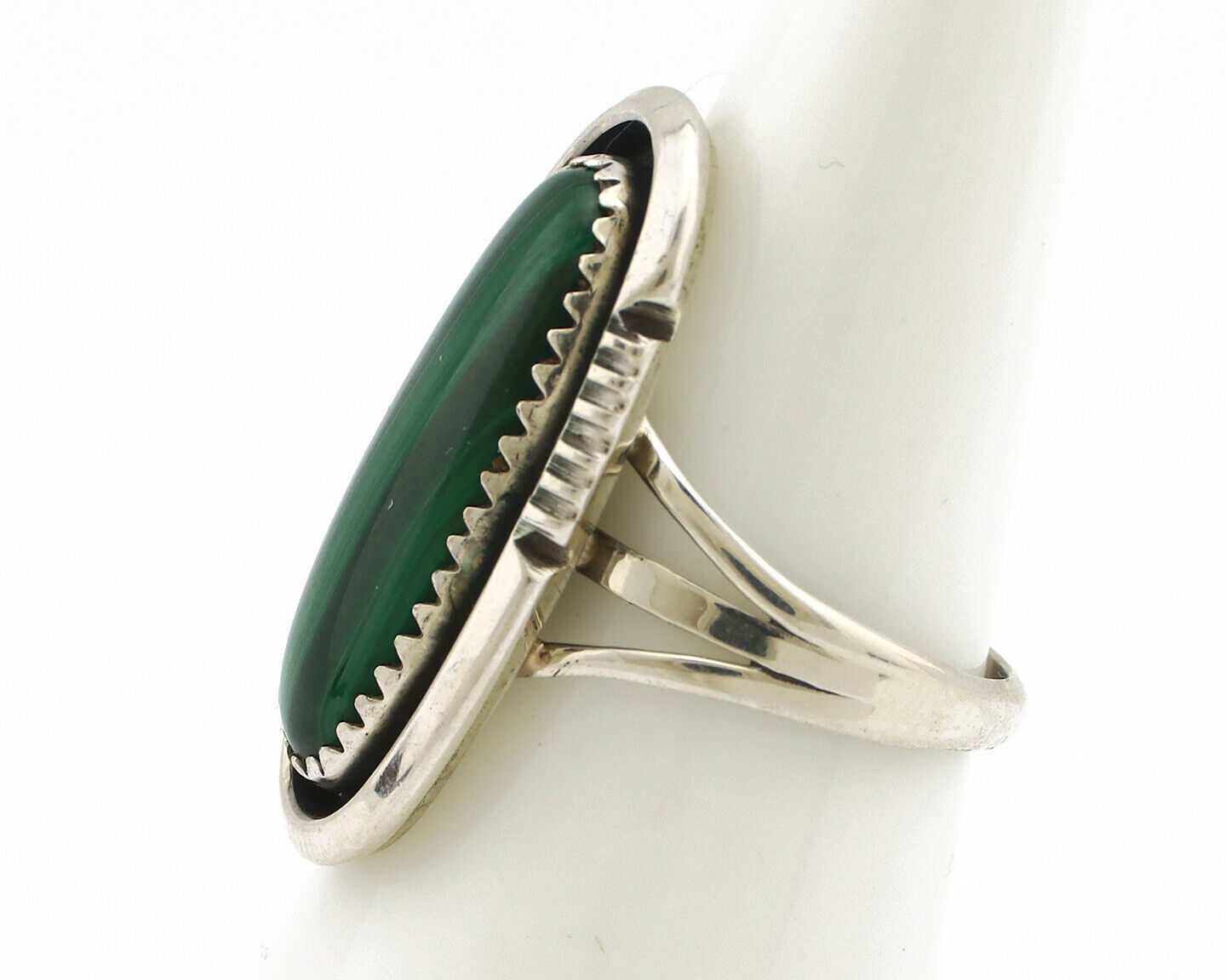 Navajo Ring 925 Silver Natural Malachite Artist Signed William Denetdale C80s