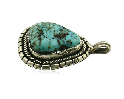 Navajo Pendant .925 Silver Kingman Turquoise Signed Artist Yazzie C.80's
