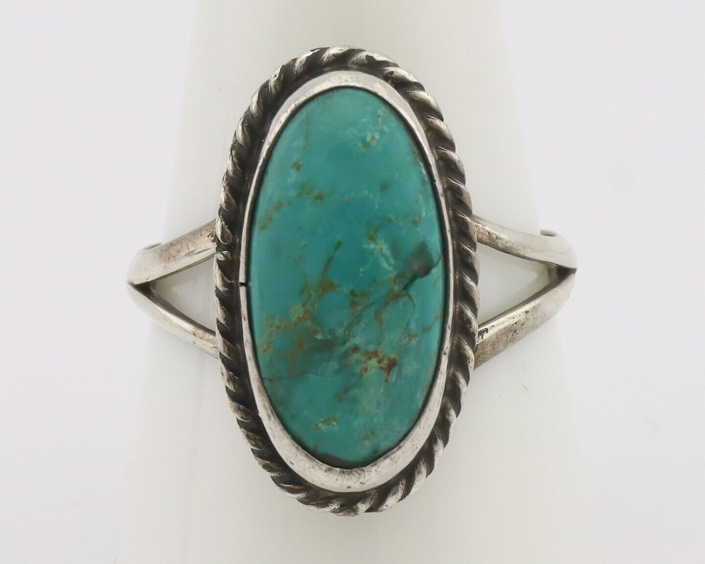 Navajo Handmade Ring 925 Silver Kingman Turquoise Signed M Montoya C.80's