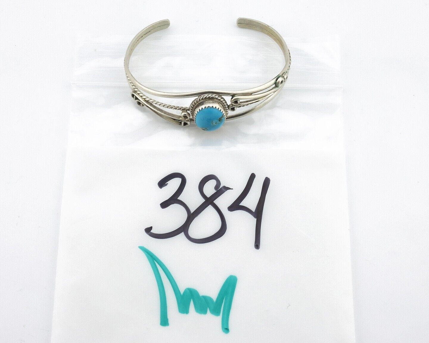 Navajo Bracelet 925 Silver Natural Blue Turquoise Native American Artist C.80's