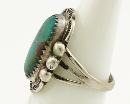 Navajo Ring .925 Silver Kingman Turquoise Artist Signed A C.1980's
