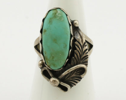 Navajo Ring .925 Silver Kingman Turquoise Native American Signed C.80's