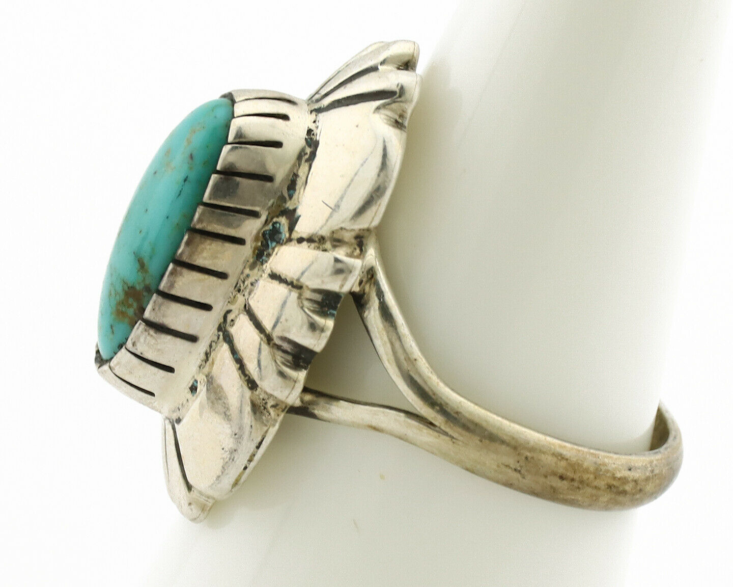 Navajo Ring .925 Silver Natural Mined Turquoise Artist Signed M Montoya C.80's
