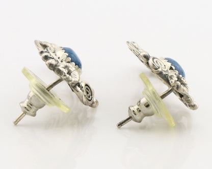 Navajo Earrings 925 Silver Natural Mined Denim Lapis Native American Artist C90s