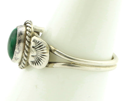 Navajo Ring 925 Silver Natural Mined Malachite Native American Artist C.80's
