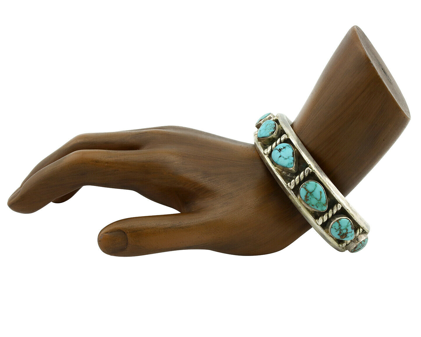 Navajo Bracelet .925 Silver Spiderweb Turquoise Artist Signed AY 80's