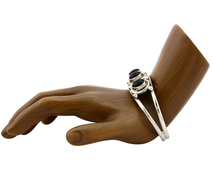 Navajo Bracelet .925 Silver Onyx Gemstones Handmade Native Artist C.80's