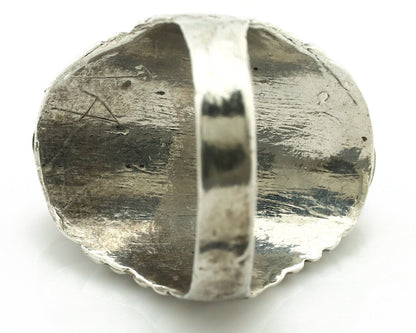 Navajo Ring 925 Silver Coral & Easter Blue Turquoise Native Artist C.1980's