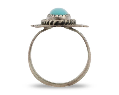 Navajo Ring .925 Silver Manassas Turquoise Native American Artist C.80's