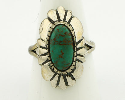 Navajo Ring .925 Silver Green Turquoise Artist Signed M Montoya C.80's
