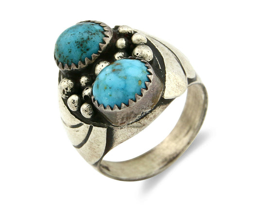 Navajo Ring .925 Silver Turquoise Mountain Artist Native American C.80's