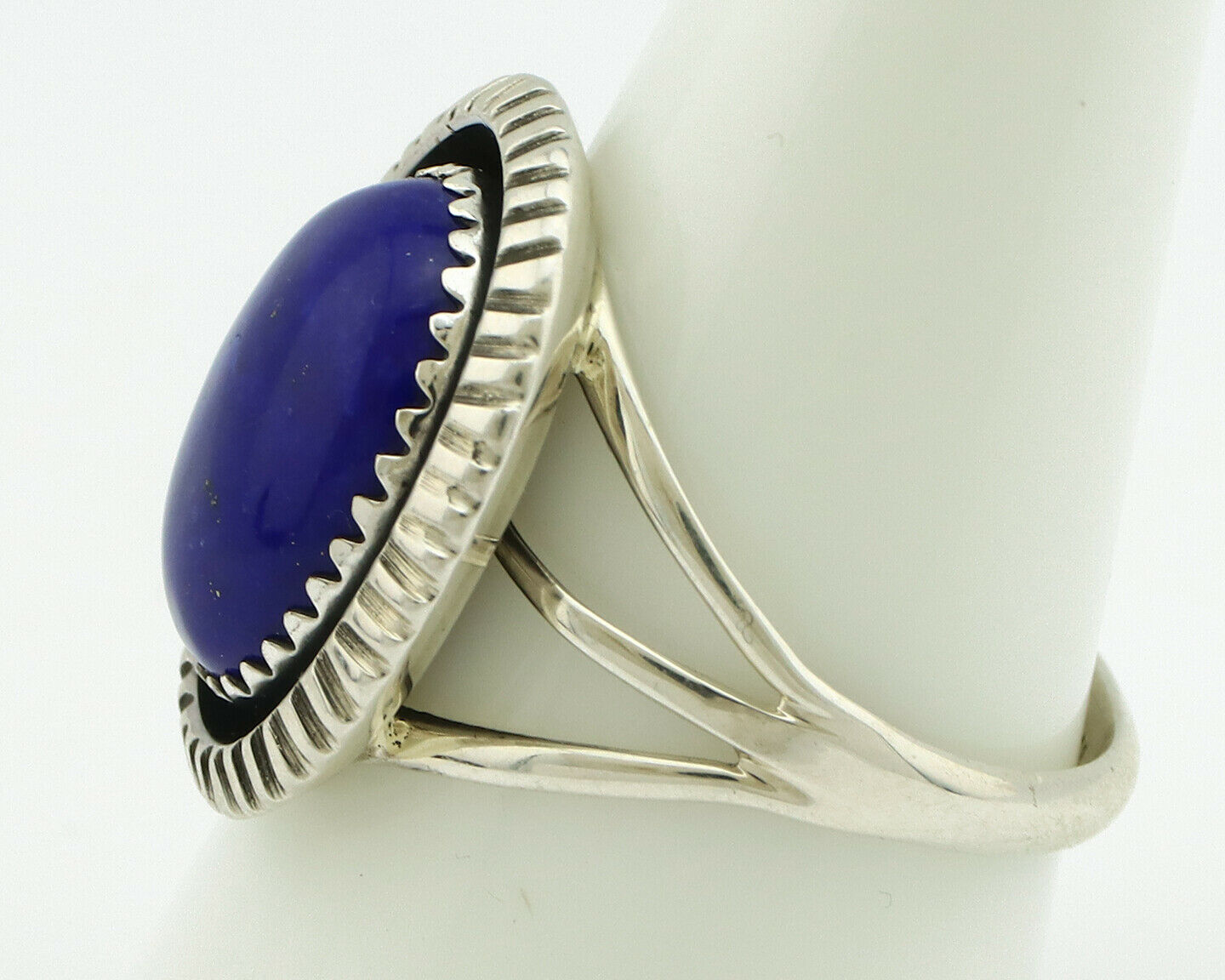 Navajo Ring .925 Silver Natural Lapis Lazuli Native American Artist C.80's