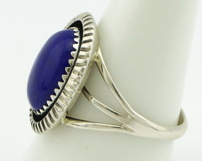 Navajo Ring .925 Silver Natural Lapis Lazuli Native American Artist C.80's