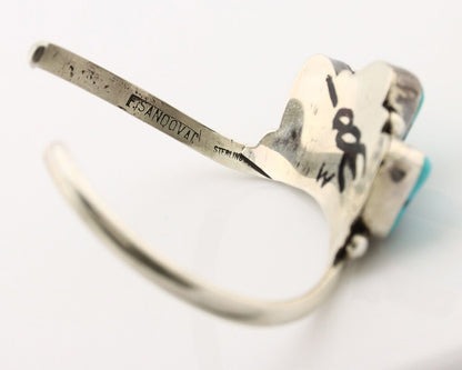 Navajo Bracelet 925 Silver Blue Kingman Turquoise Artist Signed E SANDAVOL C80s