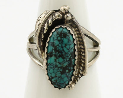 Navajo Ring .925 Silver Spiderweb Turquoise Artist Signed S King C.1980's