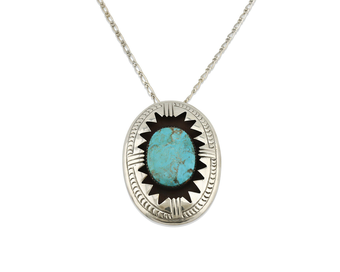 Navajo Pendant .925 Silver Morenci Turquoise Native American C.80's