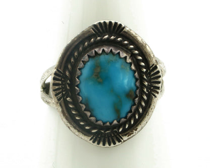 Navajo Ring .925 Silver Natural Blue Turquoise Native American Artist C.80's