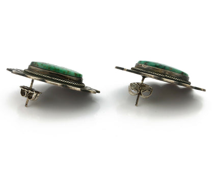 Concho Green Natural Turquoise Post Earrings by PJ Begay