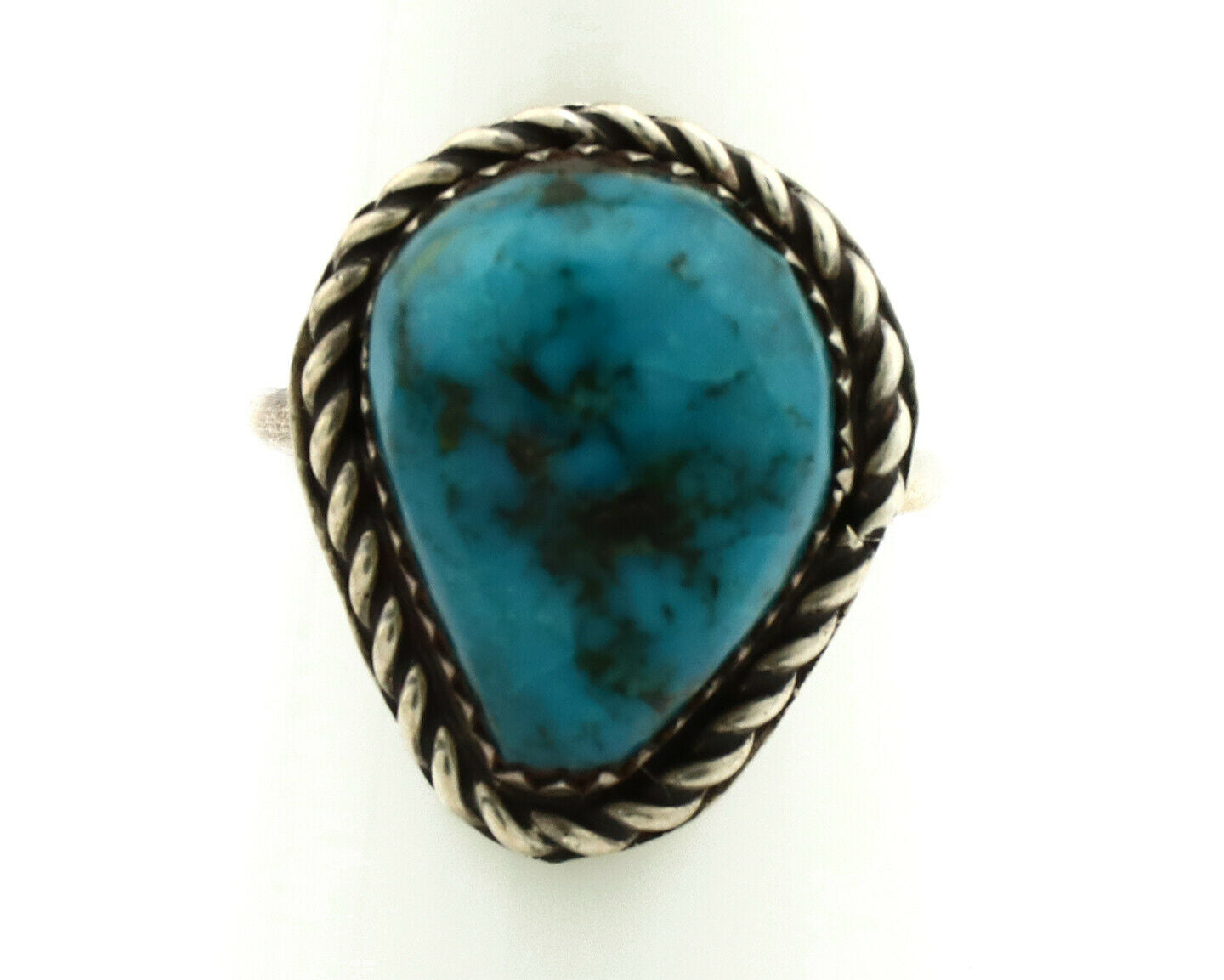 Navajo Ring .925 Silver Blue Turquoise Handmade Native American Artist C80s
