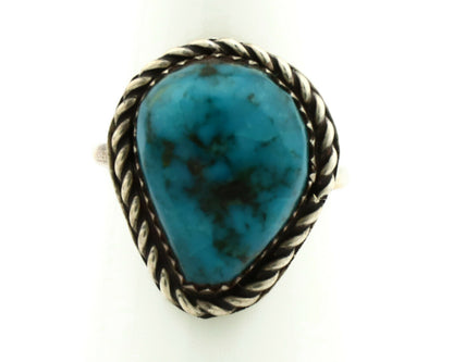 Navajo Ring .925 Silver Blue Turquoise Handmade Native American Artist C80s