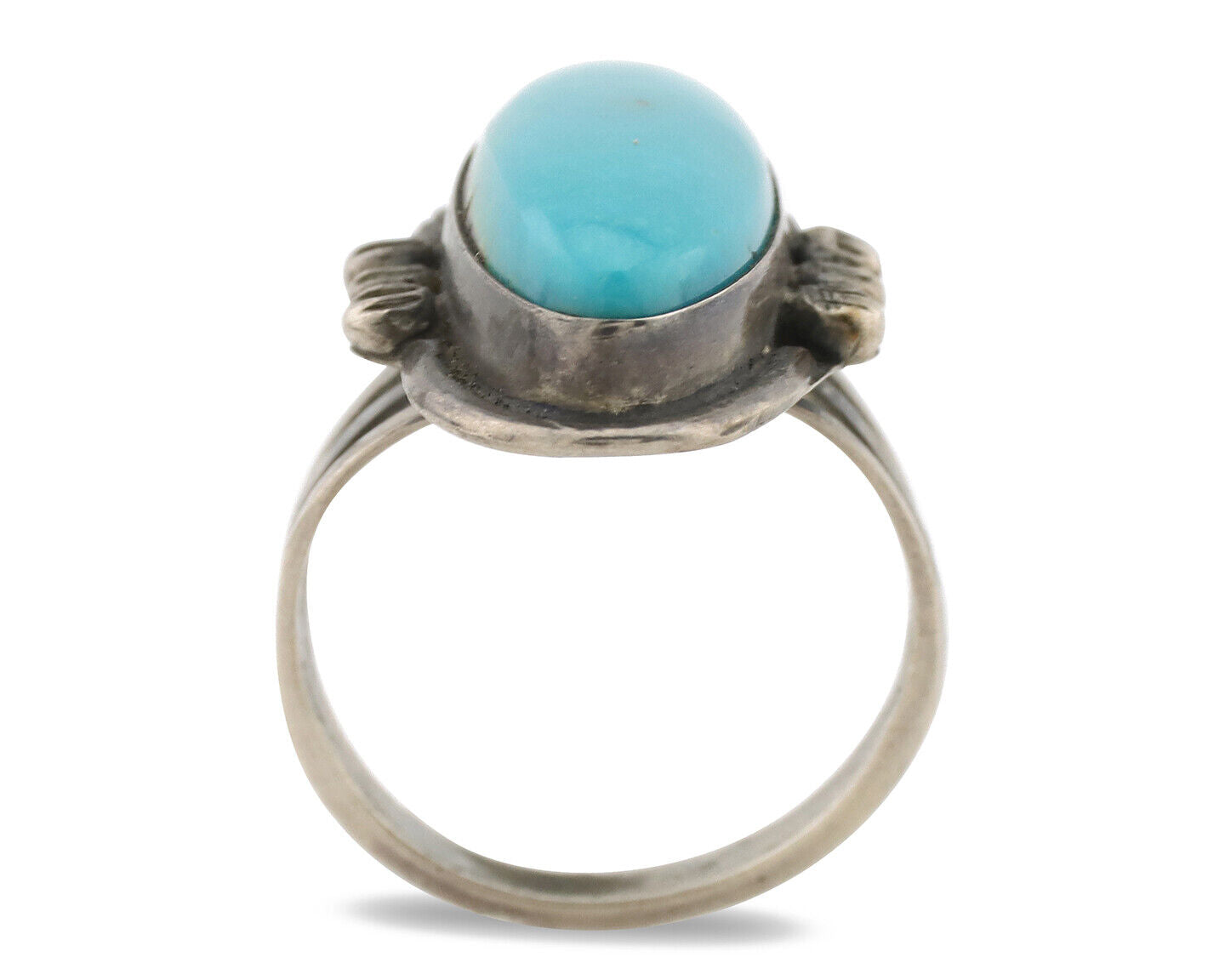 Navajo Ring .925 Silver Sleeping Beauty Turquoise Native American Artist C.1980s