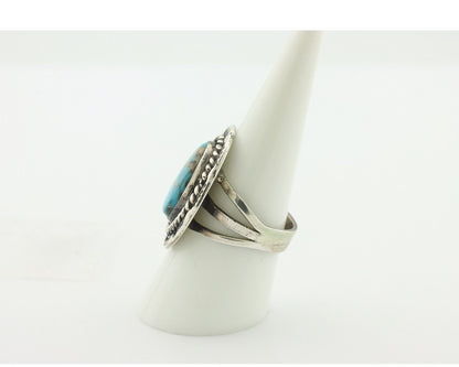 Navajo Ring .925 Silver Natural Blue Turquoise Native American Artist C.80's