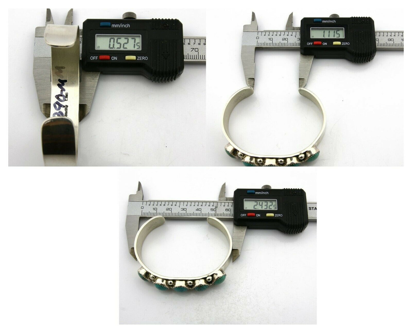 Navajo Bracelet .925 Silver Sleeping Beauty Turquoise Signed C Jones C.80's