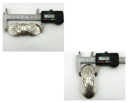 Navajo Hair Clip Barrette .925 Silver Hand Stamped Artist Signed C Montoya C80s